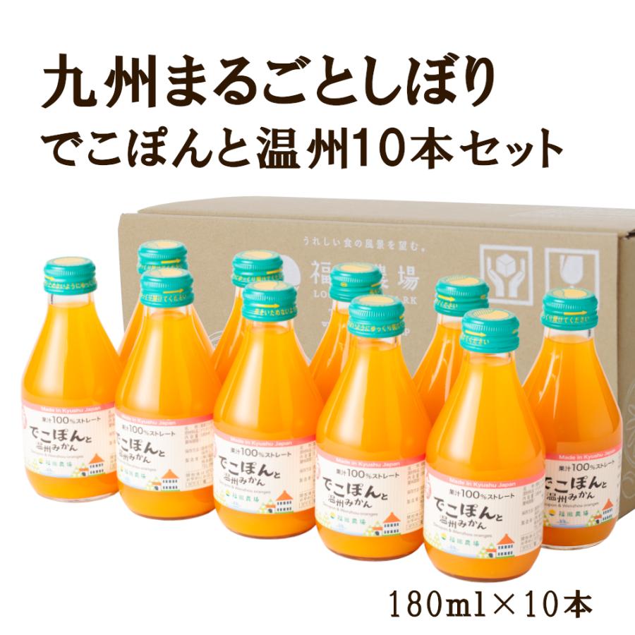 ギフト 九州まるごとしぼり みかんジュース でこぽんと温州みかん10本セット 1028-10