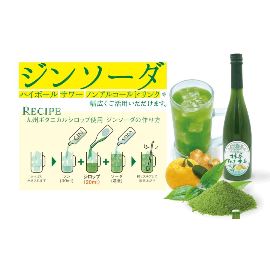 九州ボタニカルシロップ 抹茶 柚子 生姜 500ml お酒 割材 炭酸 1159