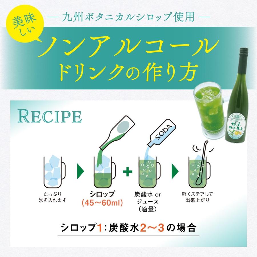 九州ボタニカルシロップ 抹茶 柚子 生姜 500ml お酒 割材 炭酸 1159