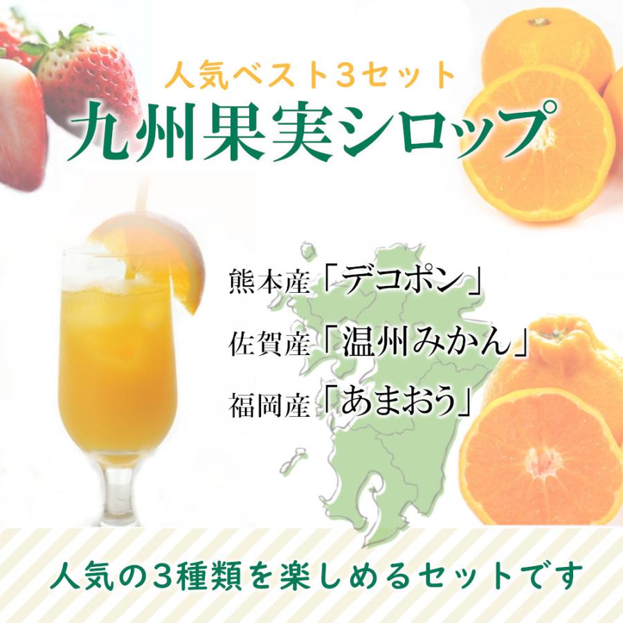 福田農場 シロップ 割り材 3本セット 希釈タイプ 500ml 送料無料 デコポン 温州 あまおう 人気ベスト3セット 九州果実シロップ